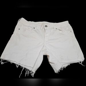 Women's White Size 14 White Denim‎ Cut Off American Eagle Shorts